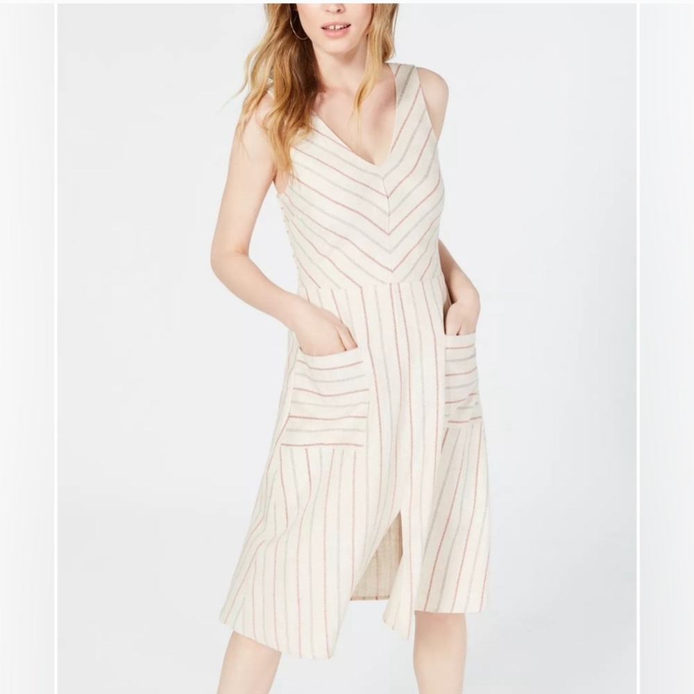 Monteau Summer Linen Pinstripe Dress